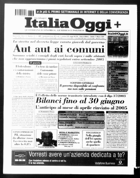 Italia oggi : quotidiano di economia finanza e politica